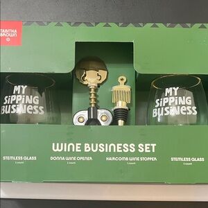 Tabitha Brown Wine Business Set - Green Packaging, Gold Accents